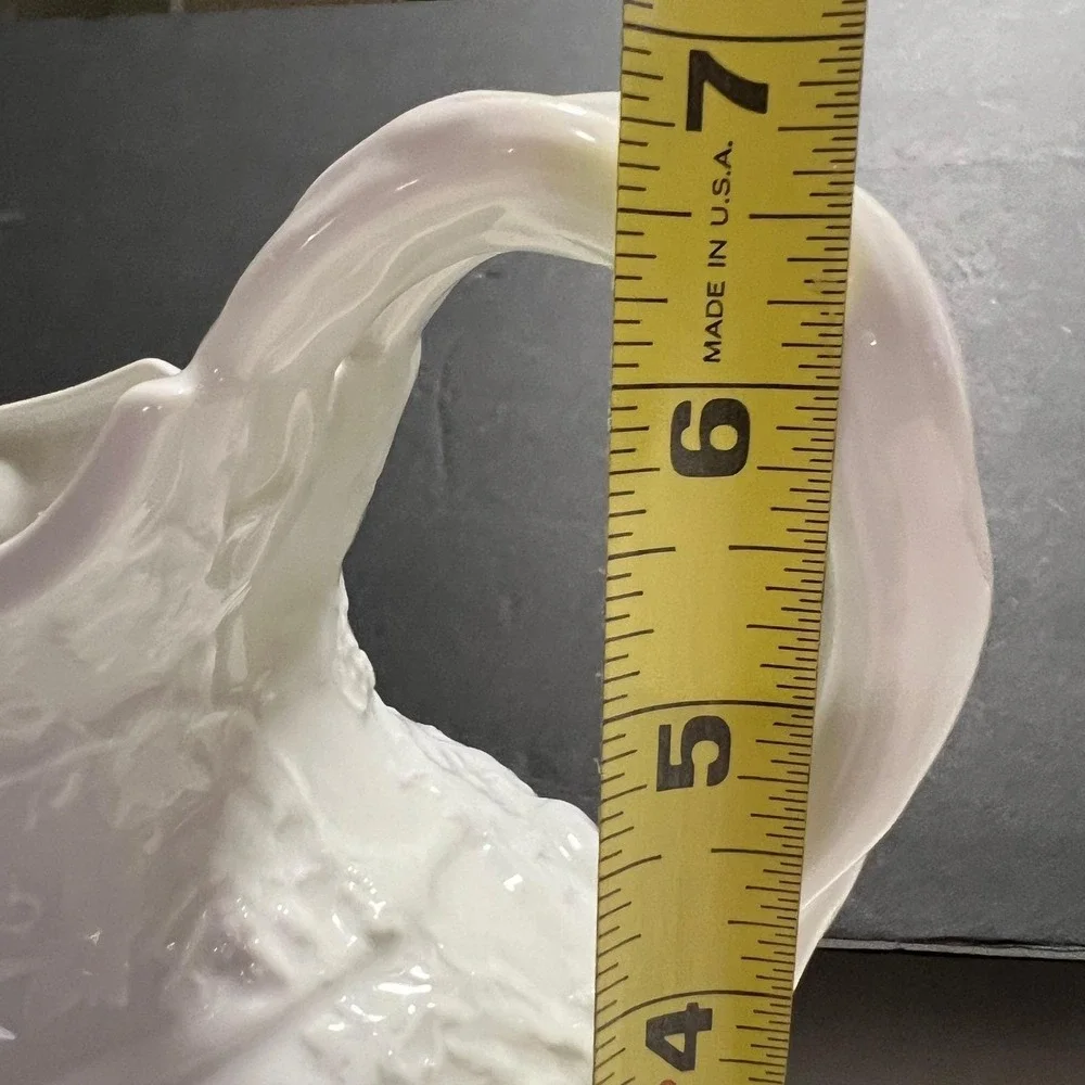 Vintage White Glass Cherub Pitcher Embossed Grape Vine Relief molded Victorian‎
